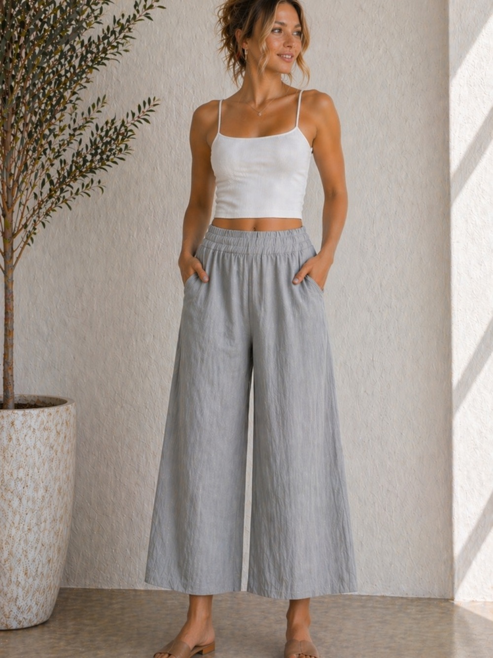 Zenana Outfitters Light Blue Wide Leg Pants